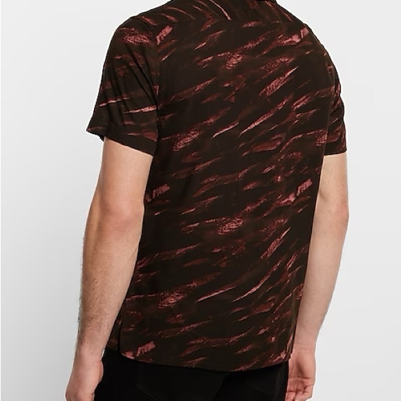 Express Abstract Print Short Sleeve Button Down - Picture 4 of 6
